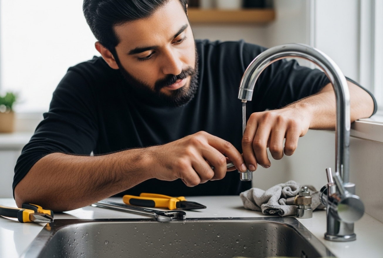 تركيب صنبور واحد